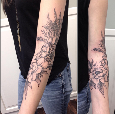 Tattoos - Vintage Floral Arm Wrap- Instagram @michaelbalesart - 121890